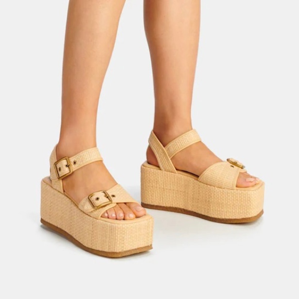 Coach Naomi Raffia Flatform — Size 8